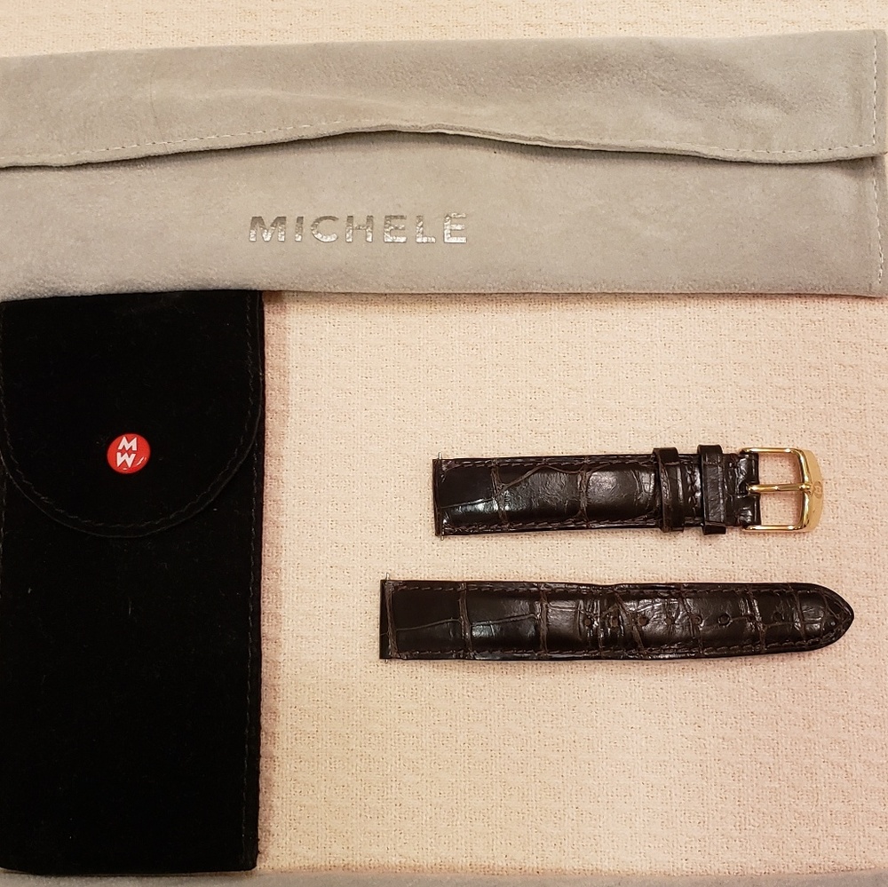 Michele alligator brown leather 18 mm watch band